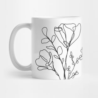 Wildflower Botanical Line Art | Elegant Floral Leaf Design Mug